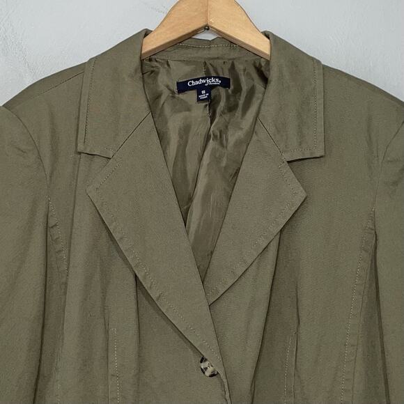 Chadwicks Jacket Womens Size 18 Olive Green Twill Two Button Blazer Army Utility - Picture 3 of 13